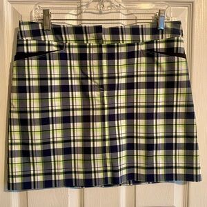 Plaid Green & Blue Izod Women's Golf Skort -NWT